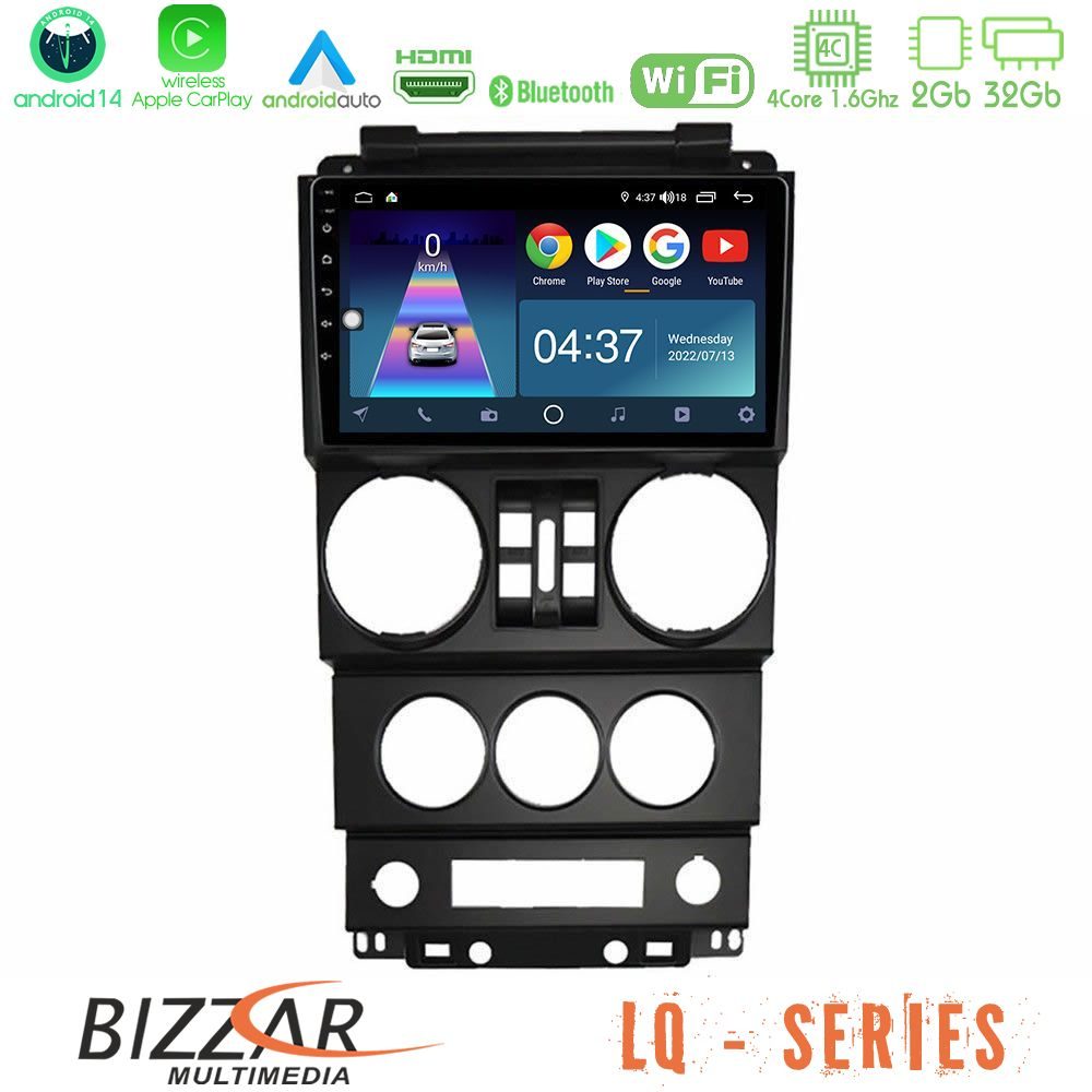 Bizzar LQ Series 4Core Android14 2+32GB Jeep Wrangler 2008-2010 Navigation Multimedia Tablet 9" Με Carplay & Android Auto
