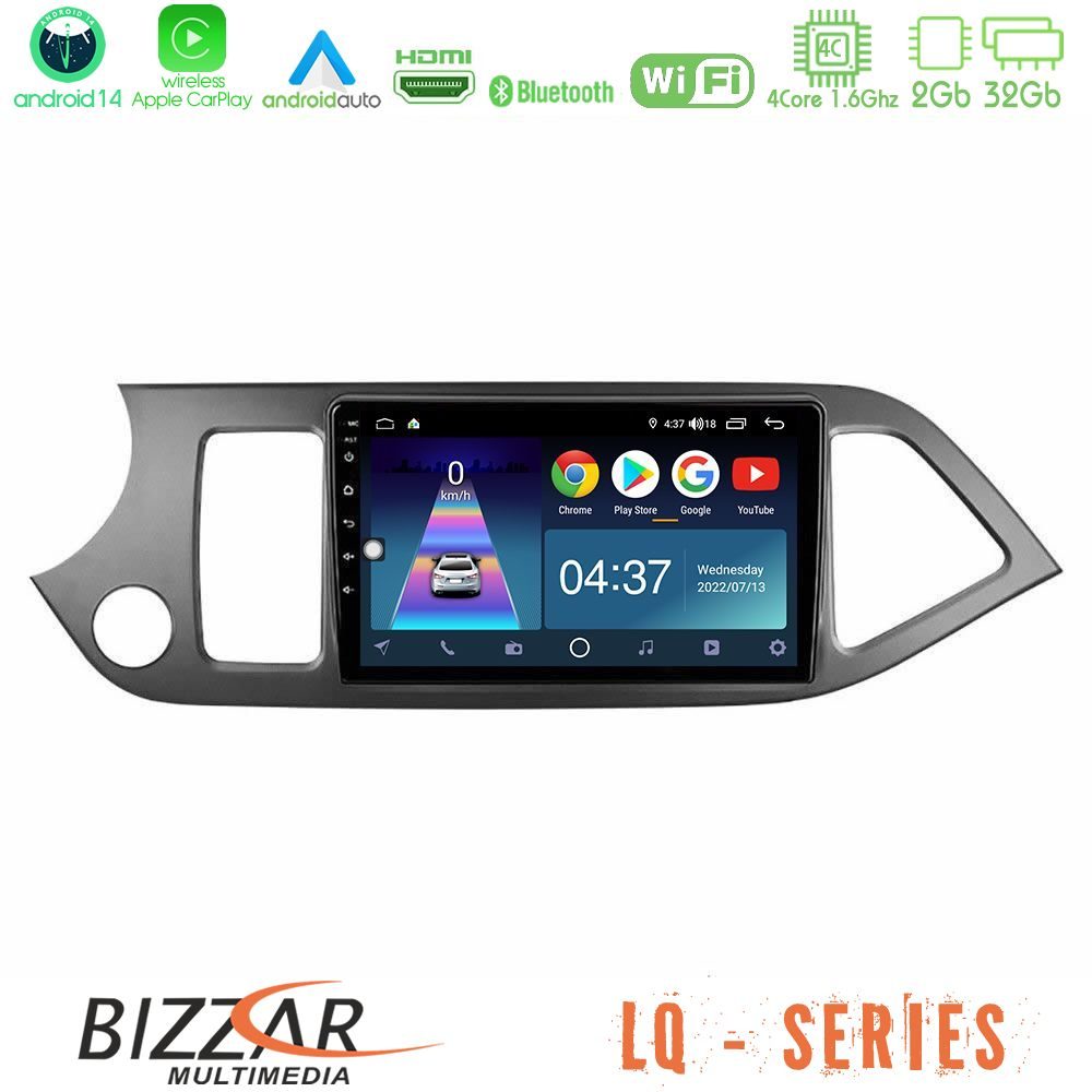 Bizzar LQ Series 4Core Android14 2+32GB Kia Picanto Navigation Multimedia Tablet 9" Με Carplay & Android Auto