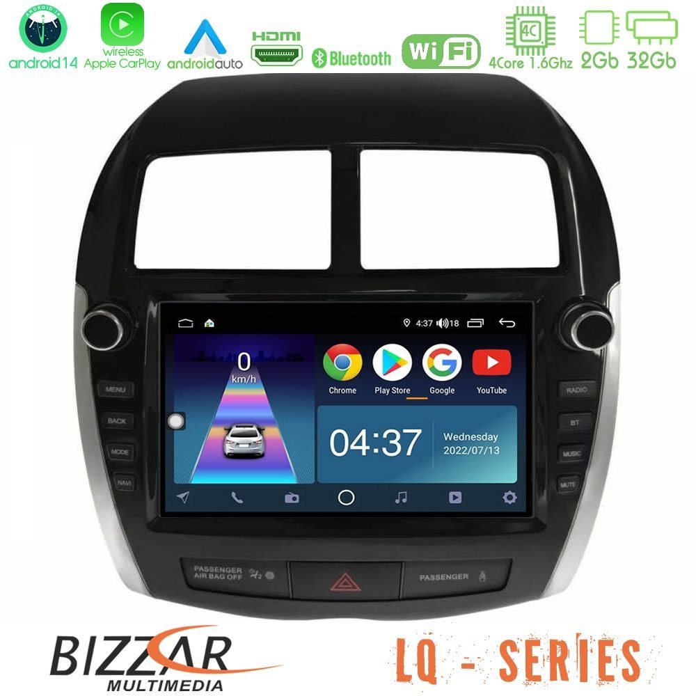 Bizzar LQ Series 4Core Android14 2+32GB Mitsubishi ASX 2013-2018 Navigation Multimedia Tablet 9" Με Carplay & Android Auto (Oem Look)