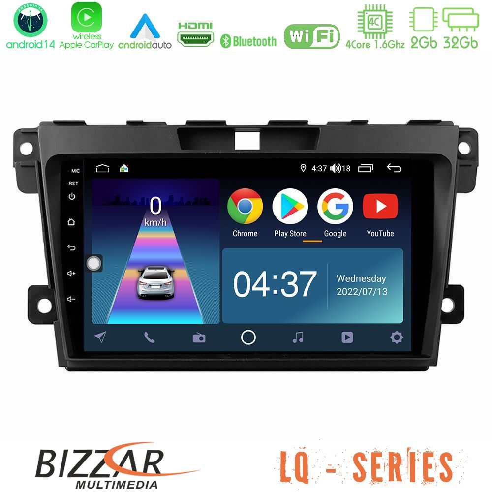 Bizzar LQ Series 4Core Android14 2+32GB Mazda CX-7 2007-2011 Navigation Multimedia Tablet 9" Με Carplay & Android Auto