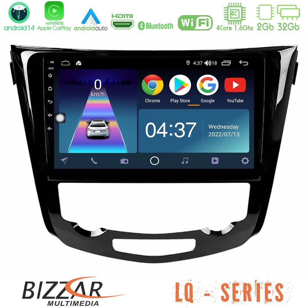 Bizzar LQ Series 4Core Android14 2+32GB Nissan Qashqai J11 (AUTO A/C) Navigation Multimedia Tablet 10" Με Carplay & Android Auto