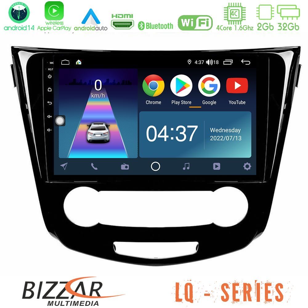 Bizzar LQ Series 4Core Android14 2+32GB Nissan Qashqai J11 (Manual A/C) Navigation Multimedia Tablet 10" Με Carplay & Android Auto
