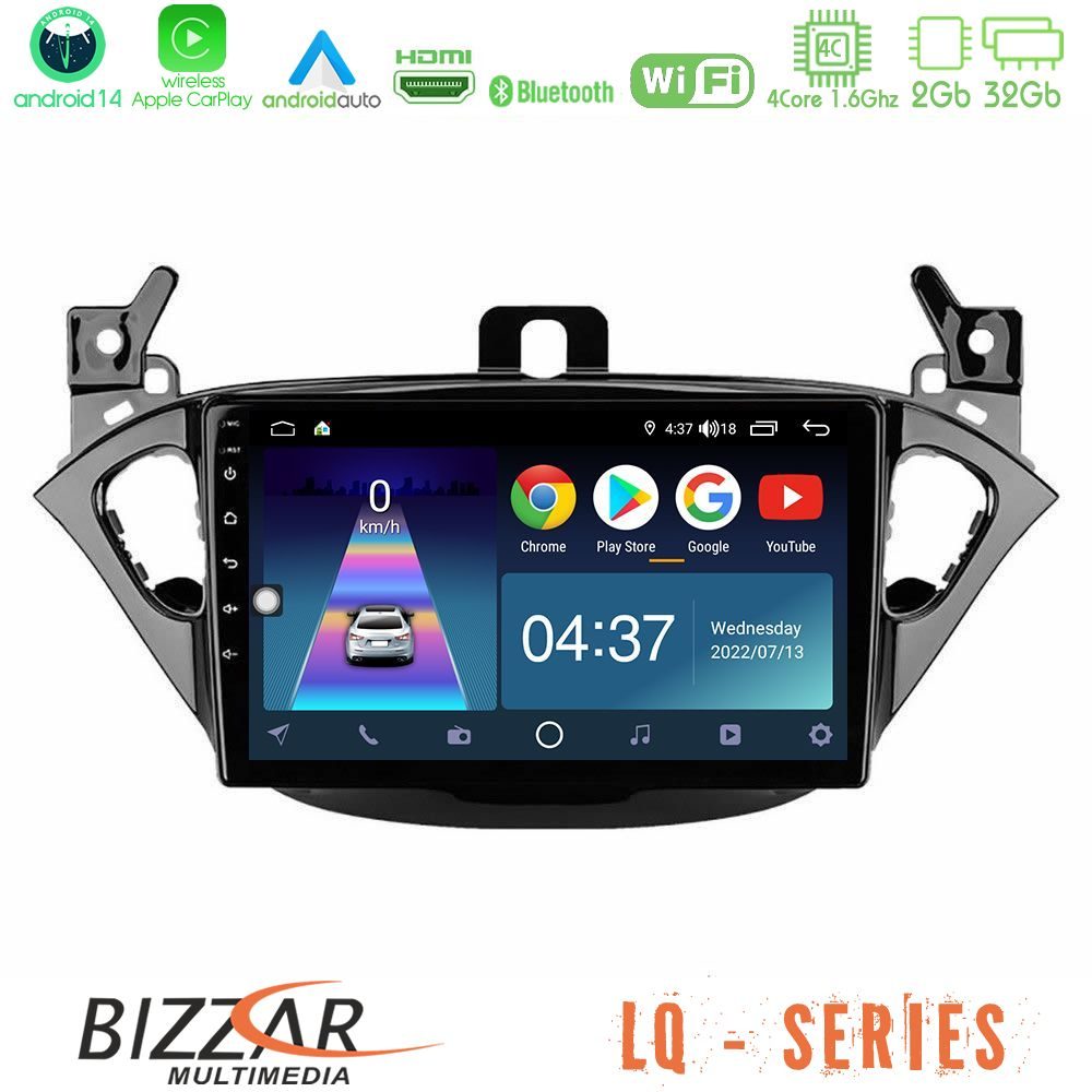 Bizzar LQ Series 4Core Android14 2+32GB Opel Corsa E/Adam Navigation Multimedia Tablet 9" Με Carplay & Android Auto