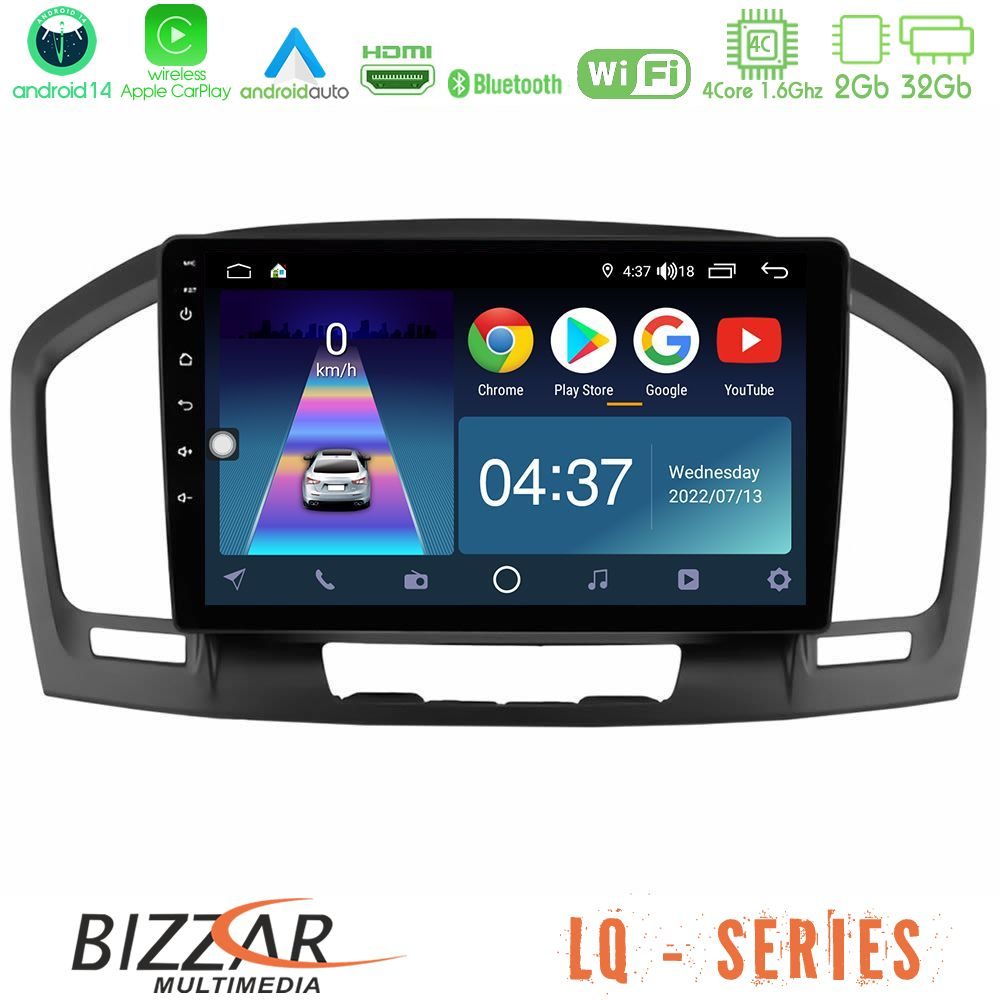 Bizzar LQ Series 4Core Android14 2+32GB Opel Insignia 2008-2013 Navigation Multimedia Tablet 9" Με Carplay & Android Auto