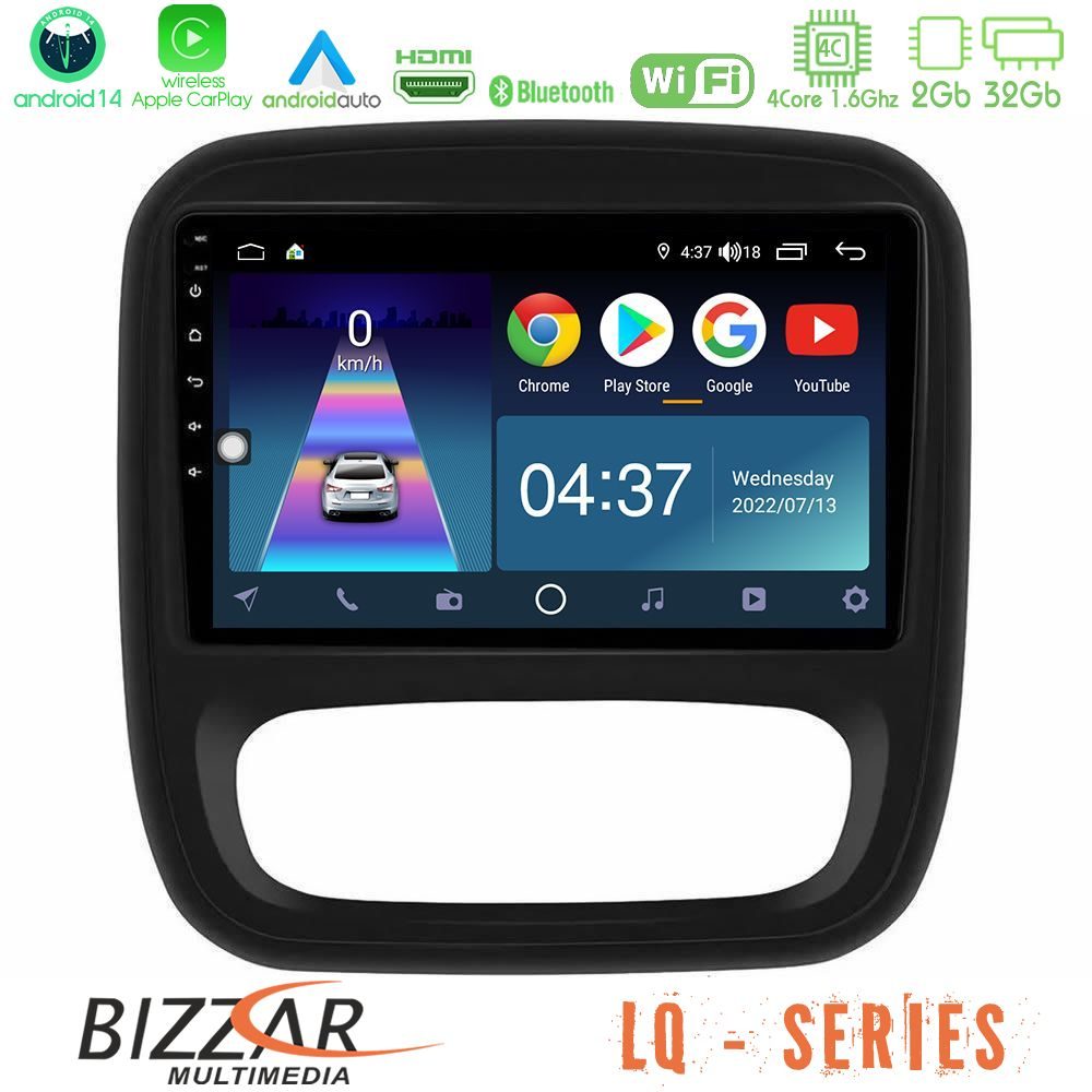 Bizzar LQ Series 4Core Android14 2+32GB Renault/Nissan/Opel/Fiat Navigation Multimedia Tablet 9" Με Carplay & Android Auto