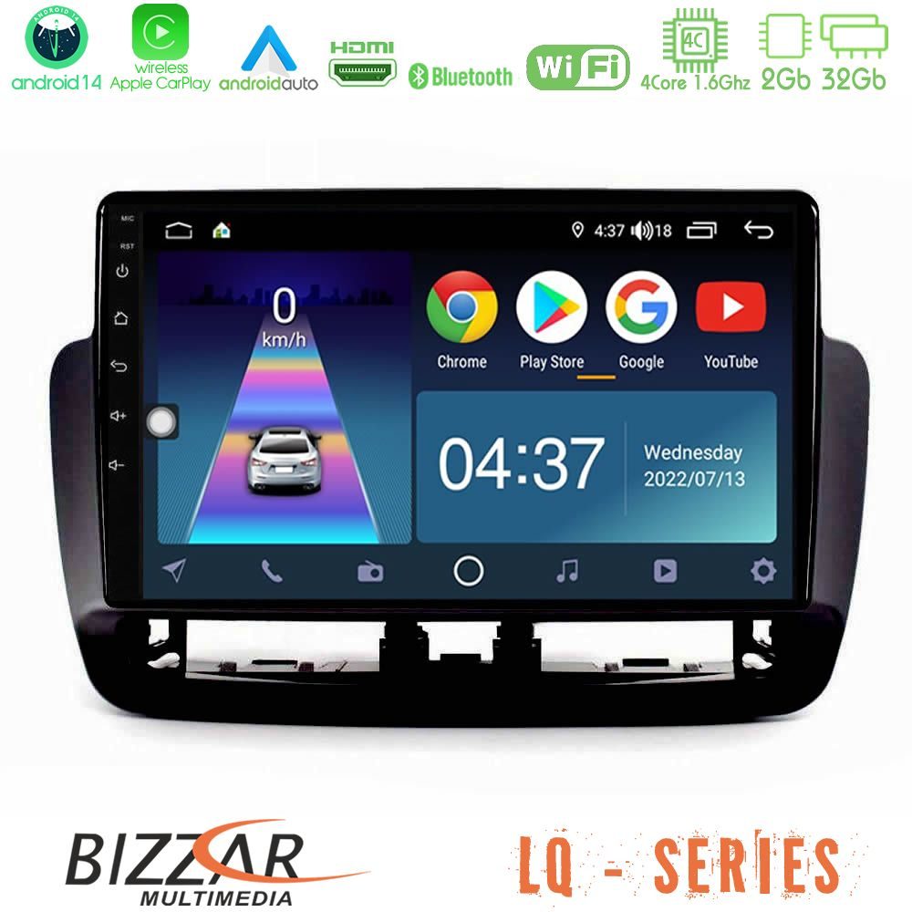 Bizzar LQ Series 4Core Android14 2+32GB Seat Ibiza 2012-2015 Navigation Multimedia Tablet 9" Με Carplay & Android Auto (Piano Black)