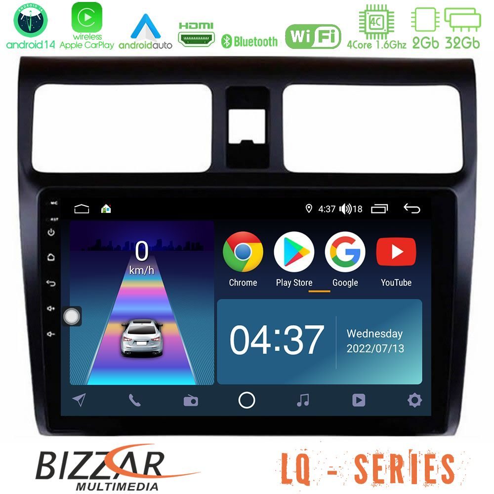 Bizzar LQ Series 4Core Android14 2+32GB Suzuki Swift 2005-2010 Navigation Multimedia Tablet 10" Με Carplay & Android Auto