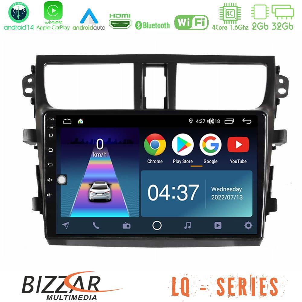 Bizzar LQ Series 4Core Android14 2+32GB Suzuki Celerio 2014-2020 Navigation Multimedia Tablet 9" Με Carplay & Android Auto