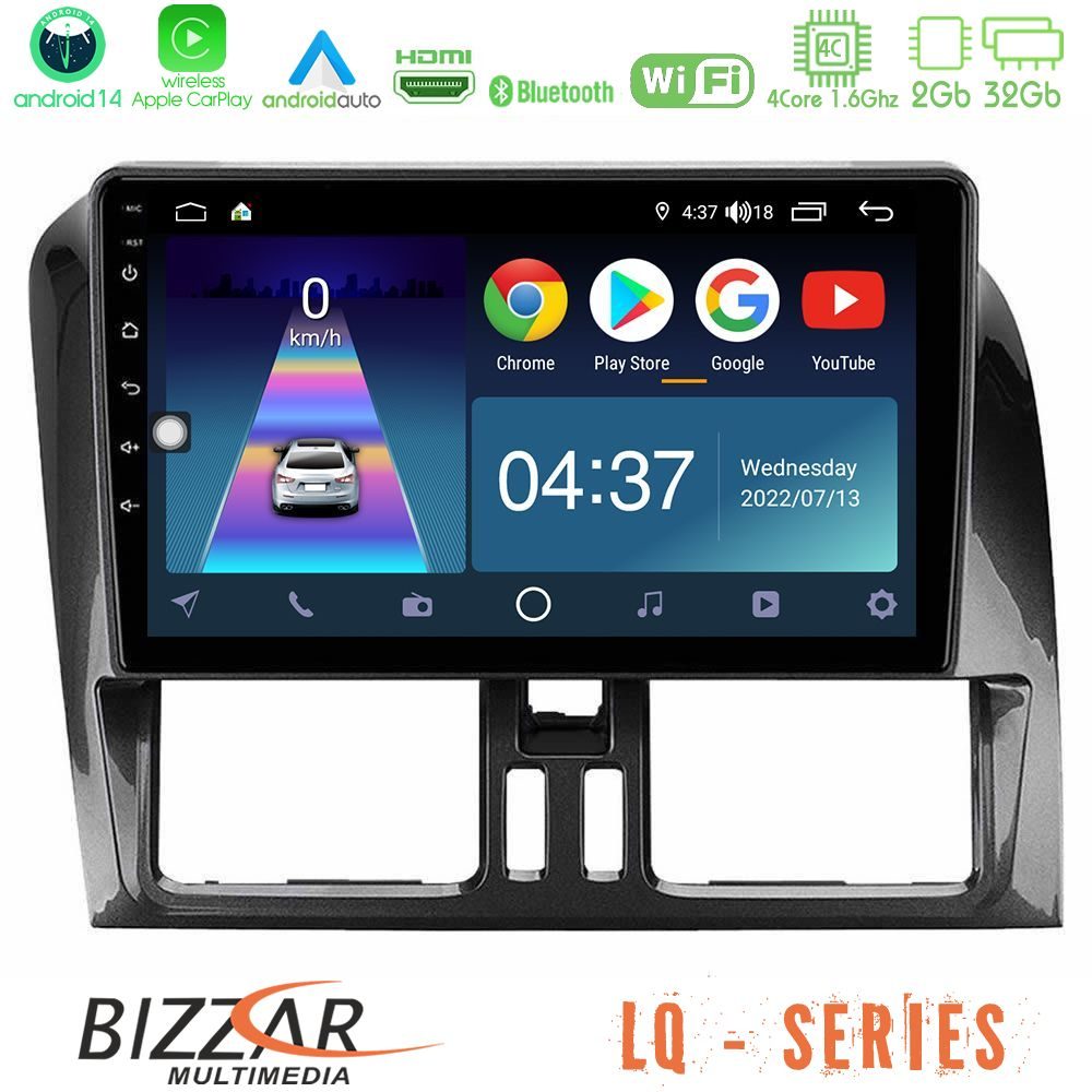 Bizzar LQ Series 4Core Android14 2+32GB Volvo XC60 2009-2012 Navigation Multimedia Tablet 9" Με Carplay & Android Auto