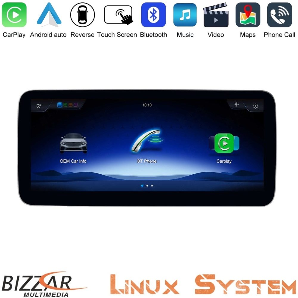 Bizzar Mercedes A/CLA/GLA NTG5 Linux Apple CarPlay | Android Auto screen 10.25" HD Anti-reflection