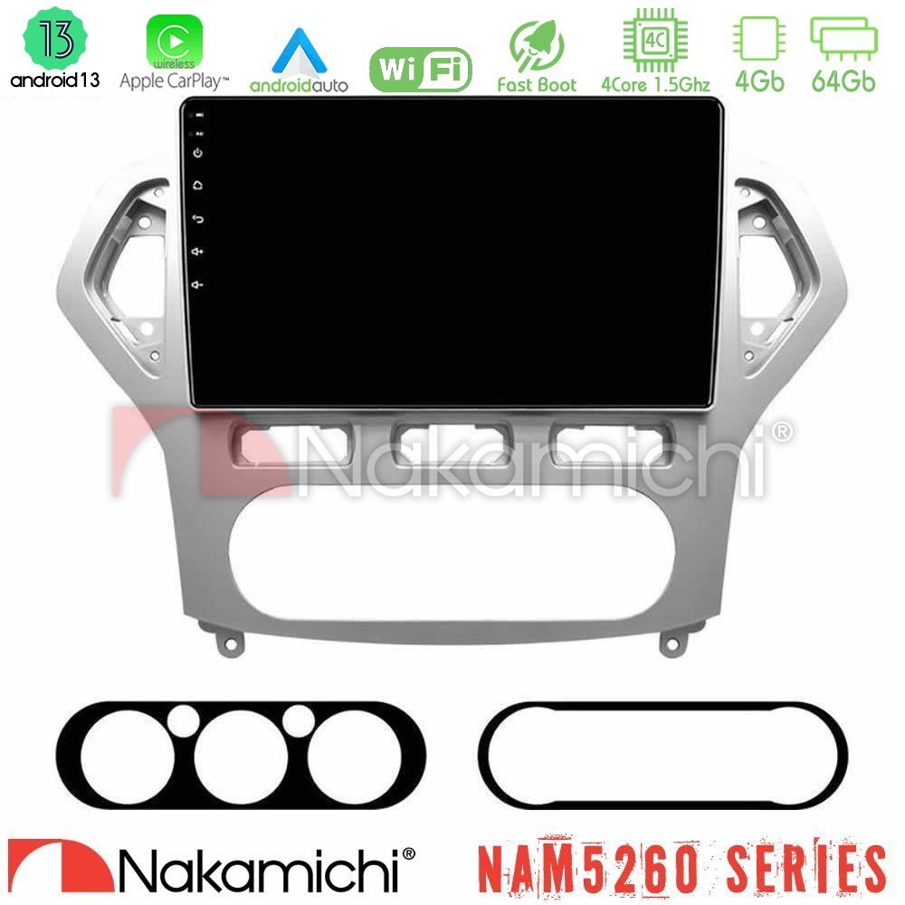 Nakamichi NAM5260 Series 4Core Android13 4+64GB Ford Mondeo 2007-2010 AUTO A/C Navigation Multimedia Tablet 10" Με Carplay & Android Auto