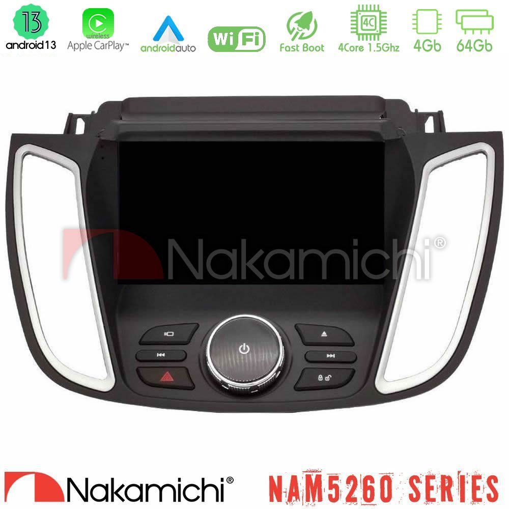 Nakamichi NAM5260 Series 4Core Android13 4+64GB Ford Kuga/C-Max 2013-2019 Navigation Multimedia Tablet 9" Με Carplay & Android Auto