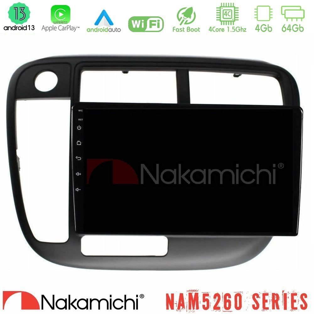 Nakamichi NAM5260 Series 4Core Android13 4+64GB Honda Civic 1995-2001 Navigation Multimedia Tablet 9" Με Carplay & Android Auto