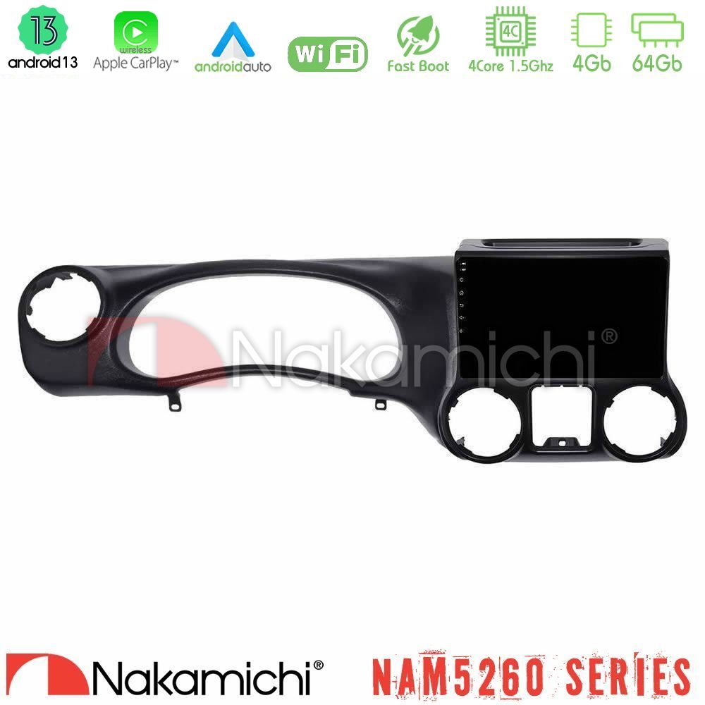 Nakamichi NAM5260 Series 4Core Android13 4+64GB Jeep Wrangler 2011-2014 Navigation Multimedia Tablet 10" Με Carplay & Android Auto Nakamichi NAM5260 Series 4Core Android13 4+64GB Jeep Wrangler 2011-2014 Navigation Multimedia Tablet 10" Με Carplay & Android Auto