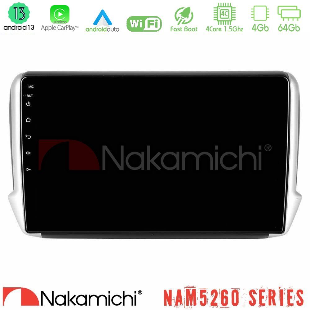 Nakamichi NAM5260 Series 4Core Android13 4+64GB Peugeot 208/2008 Navigation Multimedia Tablet 10" Με Carplay & Android Auto