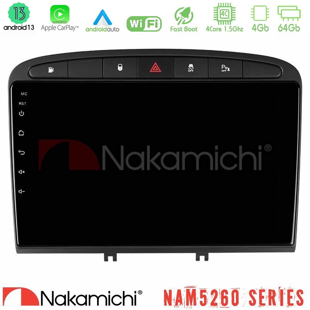 Nakamichi NAM5260 Series 4Core Android13 4+64GB Peugeot 308/RCZ Navigation Multimedia Tablet 9" Με Carplay & Android Auto