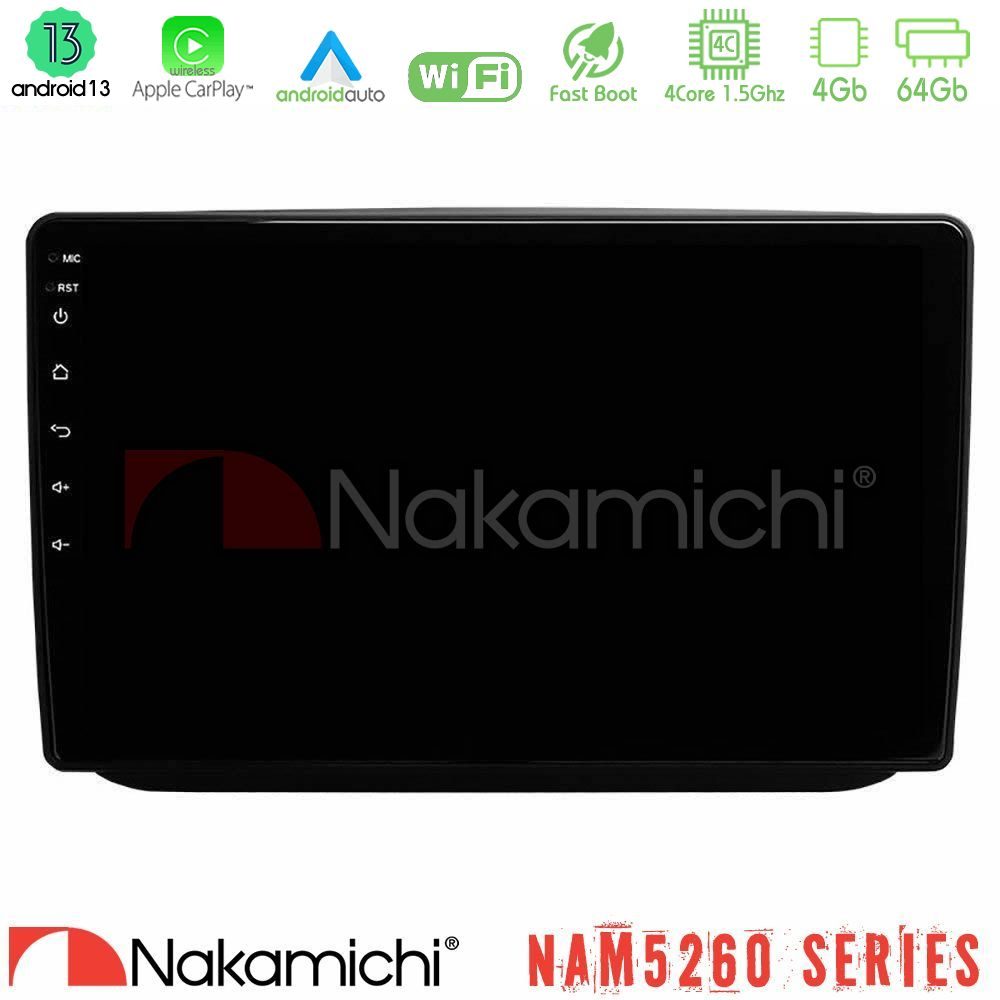Nakamichi NAM5260 Series 4Core Android13 4+64GB Skoda Fabia 2007-2014 Navigation Multimedia Tablet 10" Με Carplay & Android Auto
