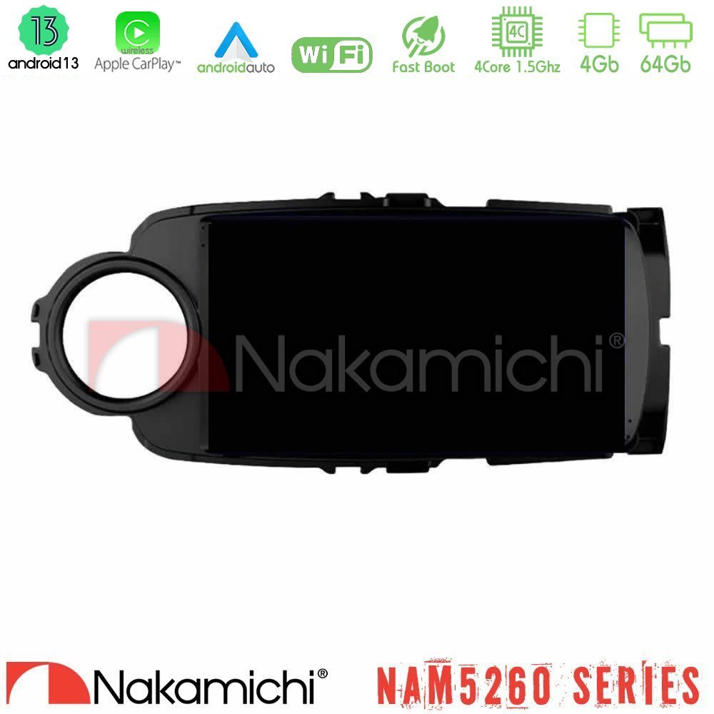 Nakamichi NAM5260 Series 4Core Android13 4+64GB Toyota Yaris Navigation Multimedia Tablet 9" (Μαύρο Χρώμα) Με Carplay & Android Auto