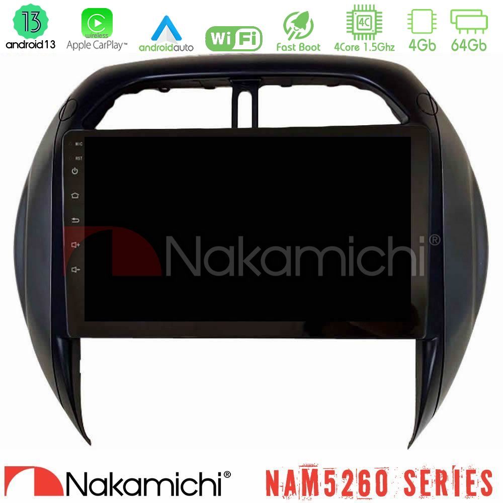 Nakamichi NAM5260 Series 4Core Android13 4+64GB Toyota RAV4 2001-2005 (Auto A/C) Navigation Multimedia Tablet 9" Με Carplay & Android Auto