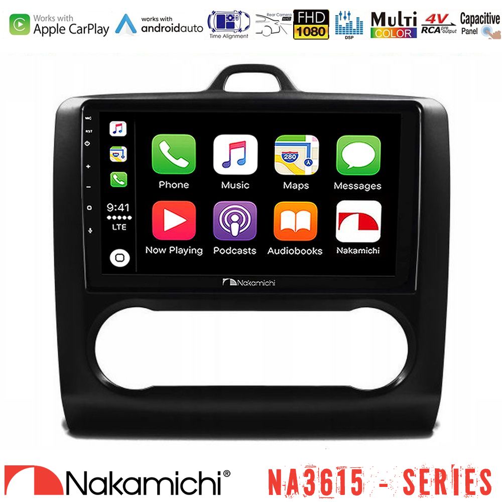 Nakamichi NA3615 Series Με Wireless Carplay & Android Auto  Ford Focus Auto AC Media Station Tablet 9" (Μαύρο Χρώμα)