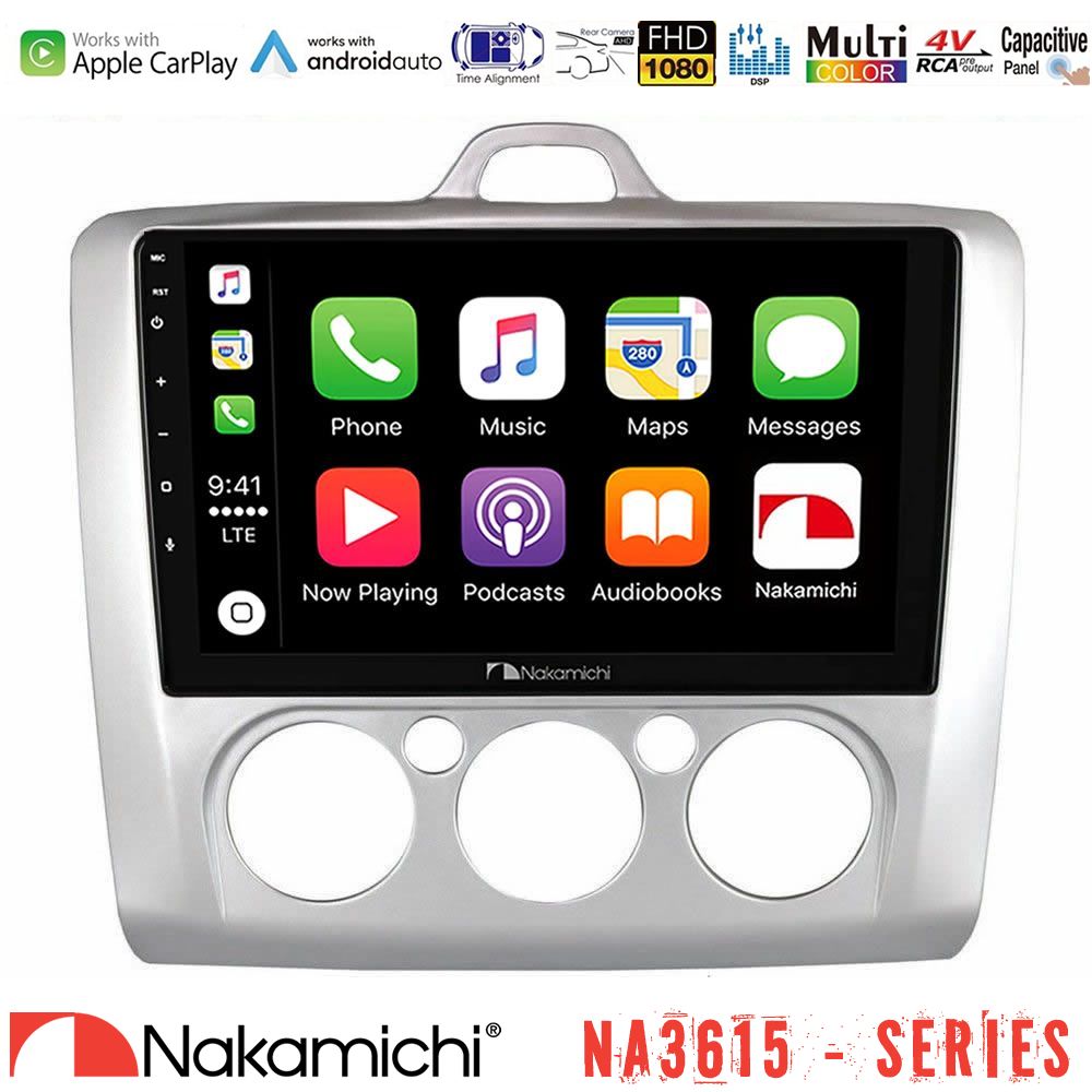Nakamichi NA3615 Series Με Wireless Carplay & Android Auto  Ford Focus Manual AC Media Station Tablet 9"