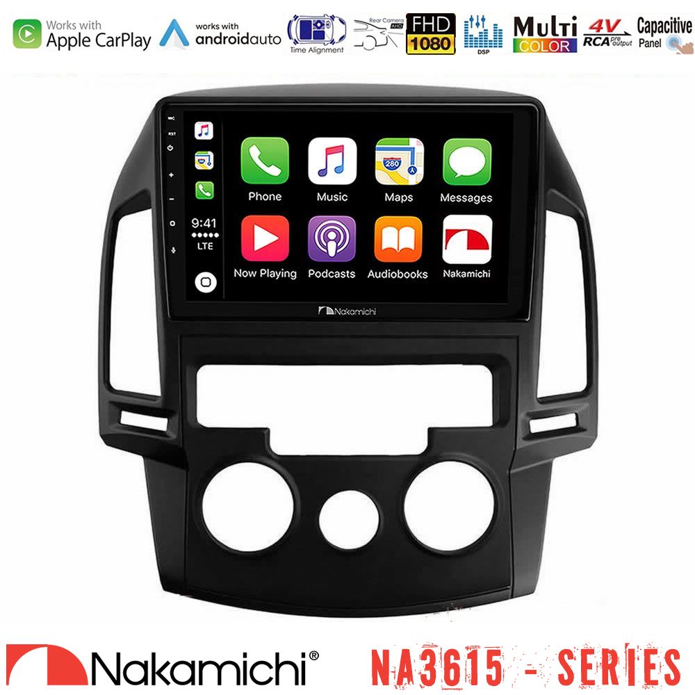 Nakamichi NA3615 Series Με Wireless Carplay & Android Auto  Hyundai i30 2007-2012 Manual A/C Media Station Tablet 9"
