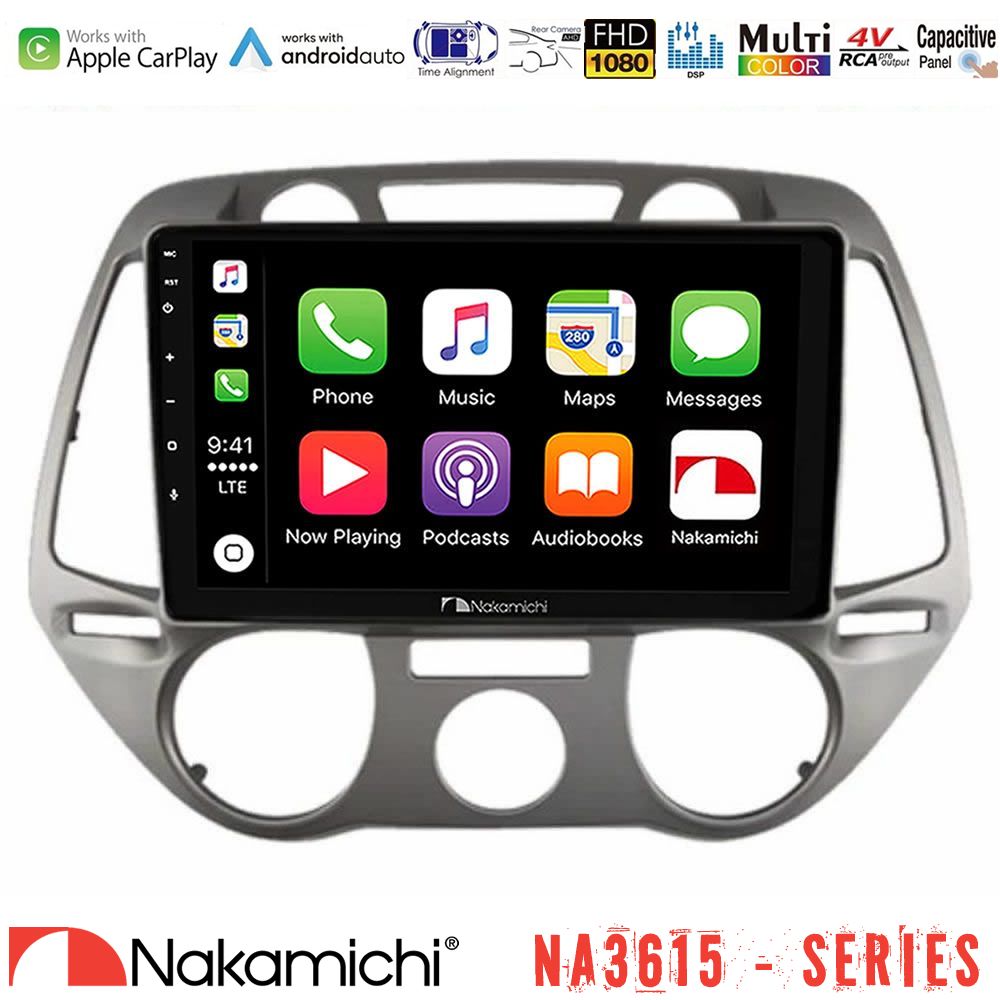 Nakamichi NA3615 Series Με Wireless Carplay & Android Auto  Hyundai i20 2009-2012 Manual A/C Media Station Tablet 9"