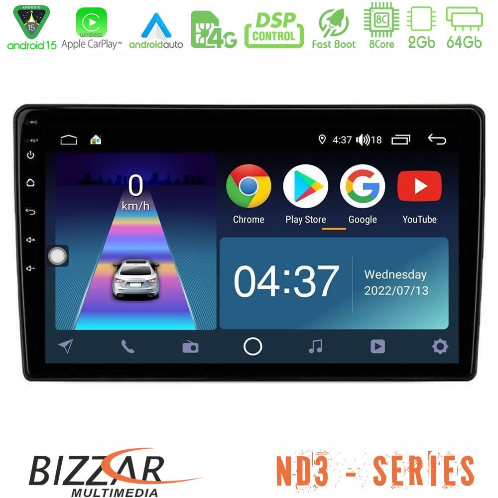 Bizzar ND3 Series 8Core Android15 2+64GB  Alfa Romeo Giulietta 2014-2021 Navigation Multimedia Tablet 10"