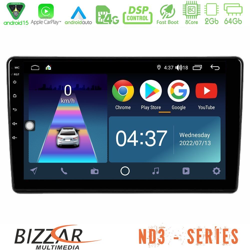 Bizzar ND3 Series 8Core Android15 2+64GB Peugeot Partner / Citroën Berlingo 2008-2018 Navigation Multimedia Tablet 9"