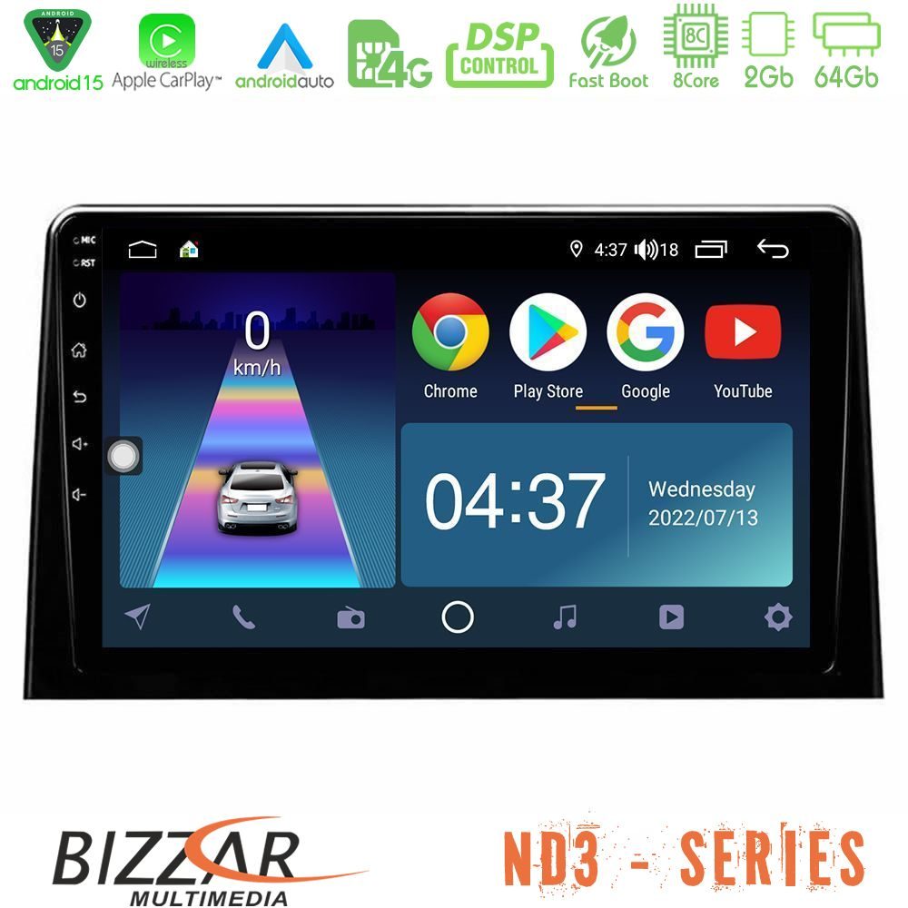 Bizzar ND3 Series 8Core Android15 2+64GB  Peugeot Partner / Citroën Berlingo 2020-> Navigation Multimedia Tablet 10"