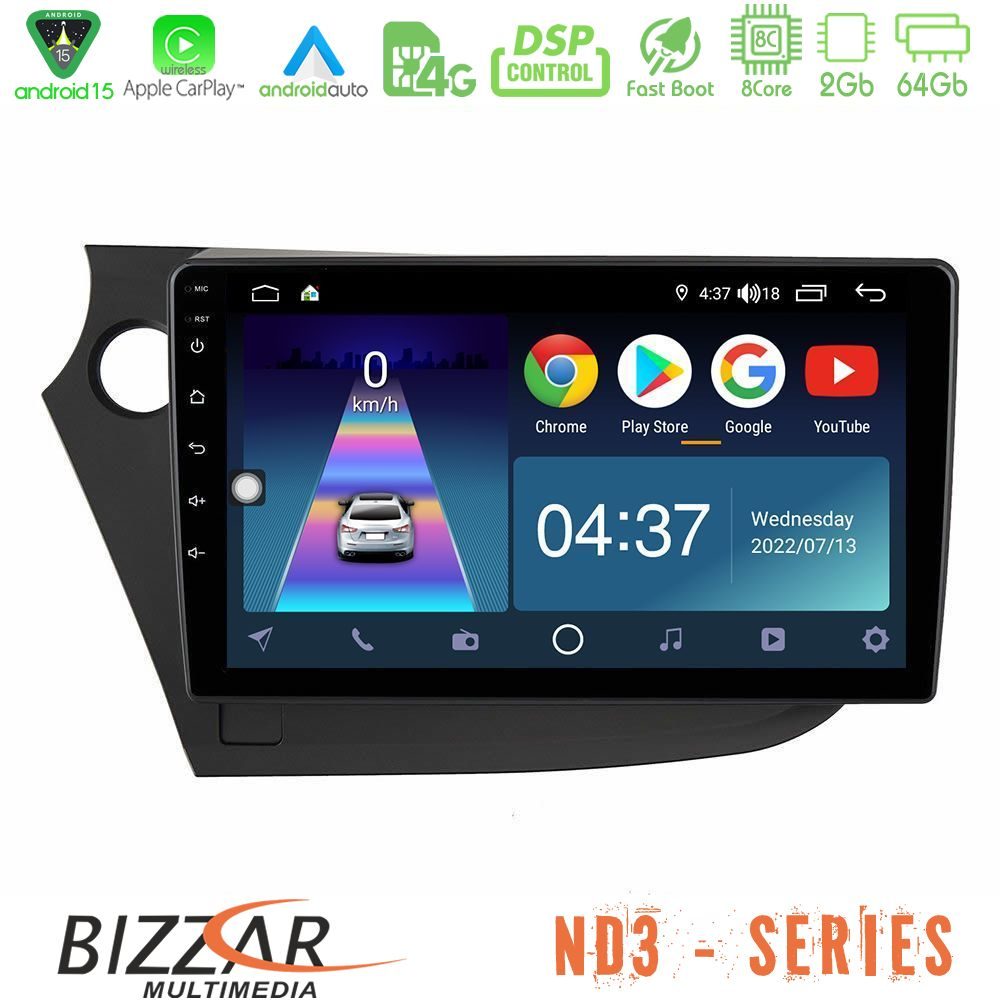 Bizzar ND3 Series 8Core Android15 2+64GB  Honda Insight 2009-2015 Navigation Multimedia Tablet 9"