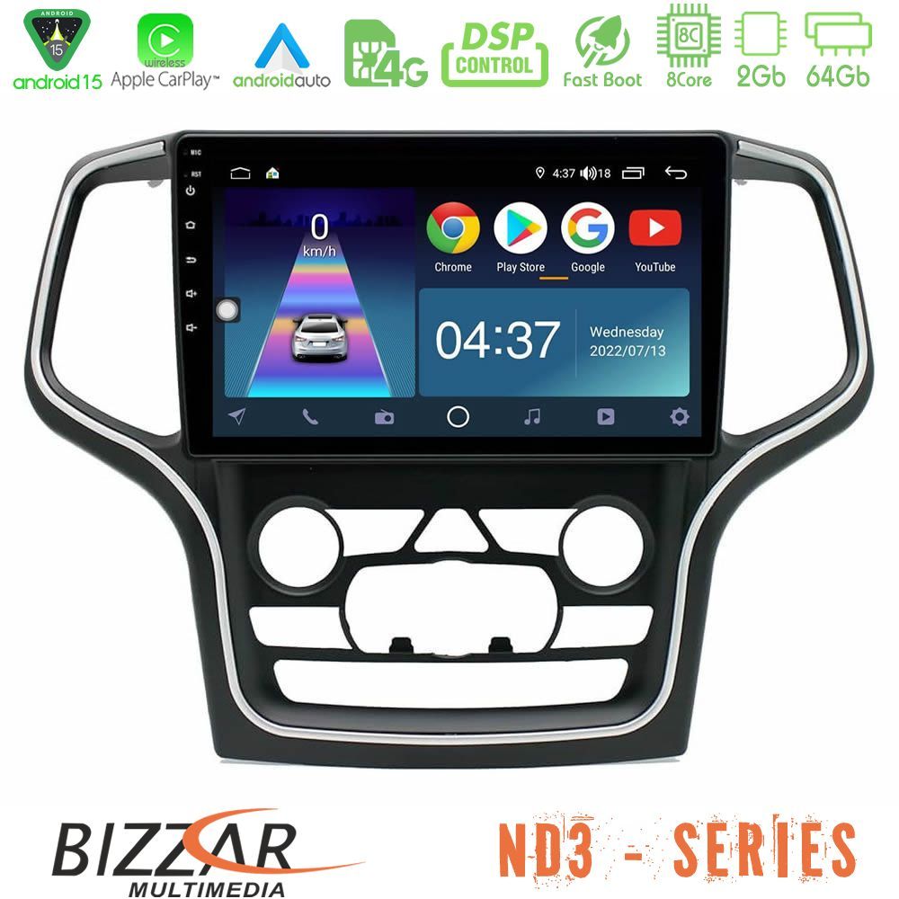 Bizzar ND3 Series 8Core Android15 2+64GB Jeep Grand Cherokee 2014-2020 Navigation Multimedia Tablet 10"