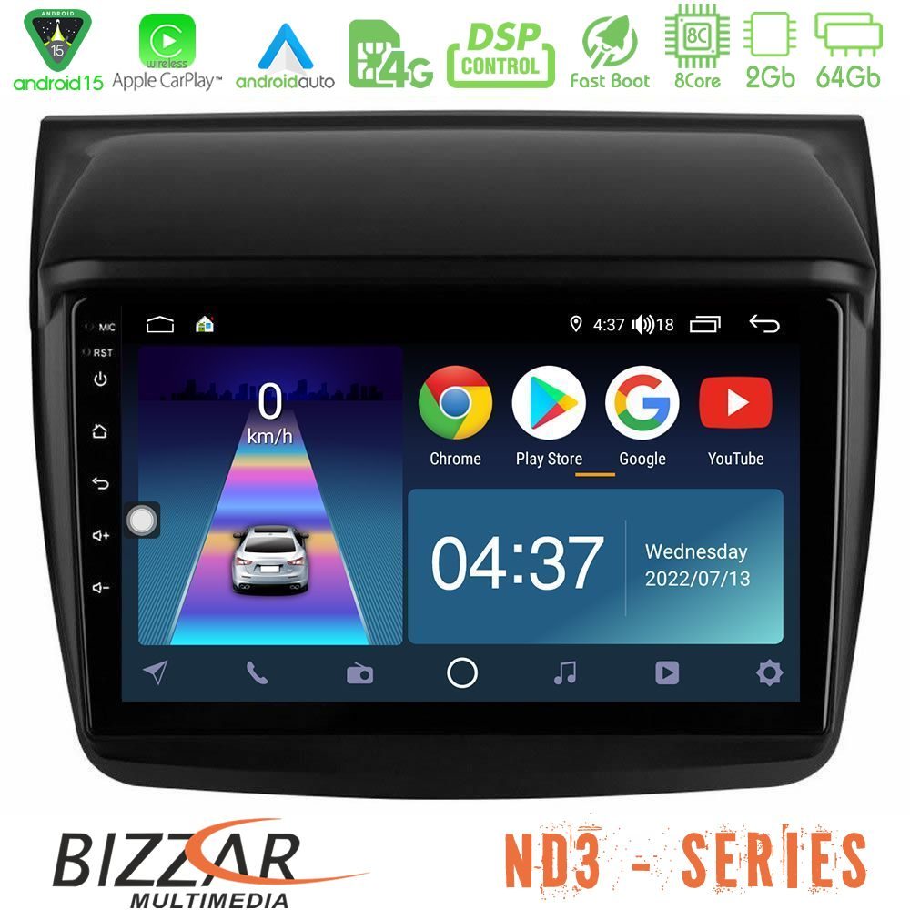 Bizzar ND3 Series 8Core Android15 2+64GB  Mitsubishi L200 Navigation Multimedia Tablet 9"