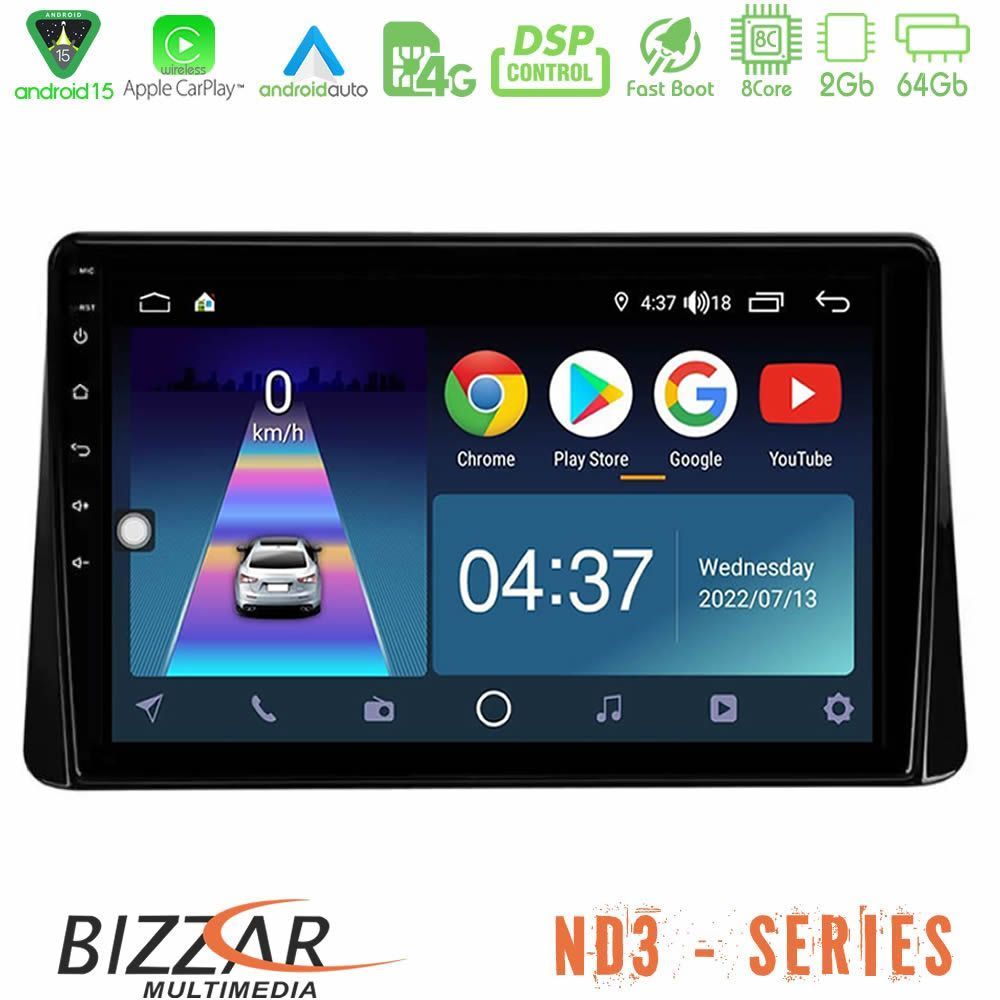 Bizzar ND3 Series 8Core Android15 2+64GB Mitsubishi Eclipse Cross 2018-2023 Navigation Multimedia Tablet 10"