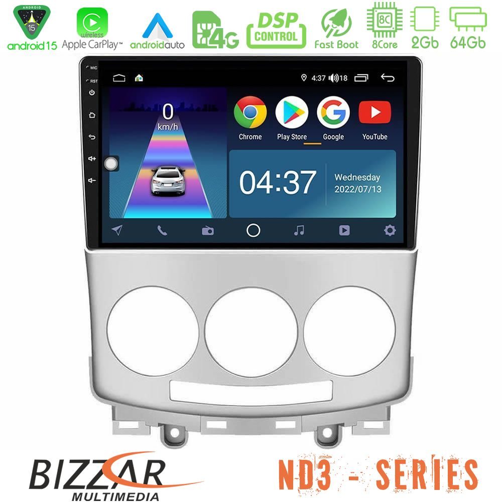 Bizzar ND3 Series 8Core Android15 2+64GB  Mazda 5 2004-2010 Navigation Multimedia Tablet 9"