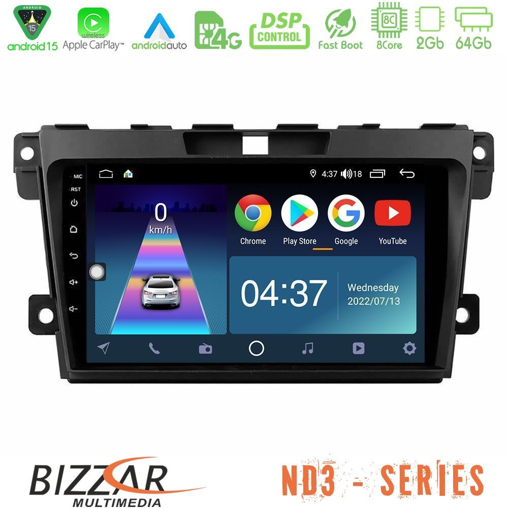 Bizzar ND3 Series 8Core Android15 2+64GB  Mazda CX-7 2007-2011 Navigation Multimedia Tablet 9"