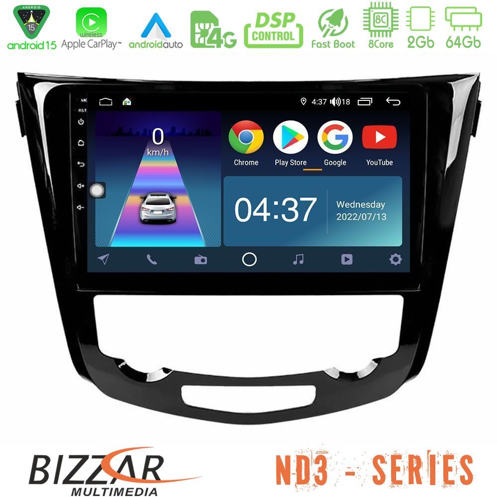 Bizzar ND3 Series 8Core Android15 2+64GB  Nissan Qashqai J11 (AUTO A/C) Navigation Multimedia Tablet 10"