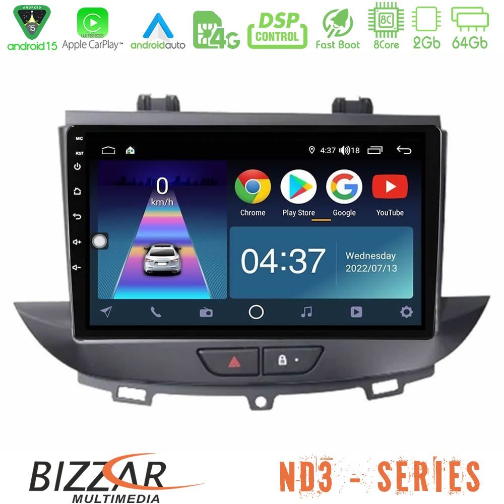 Bizzar ND3 Series 8Core Android15 2+64GB Opel Grandland/Crossland X Navigation Multimedia Tablet 9"