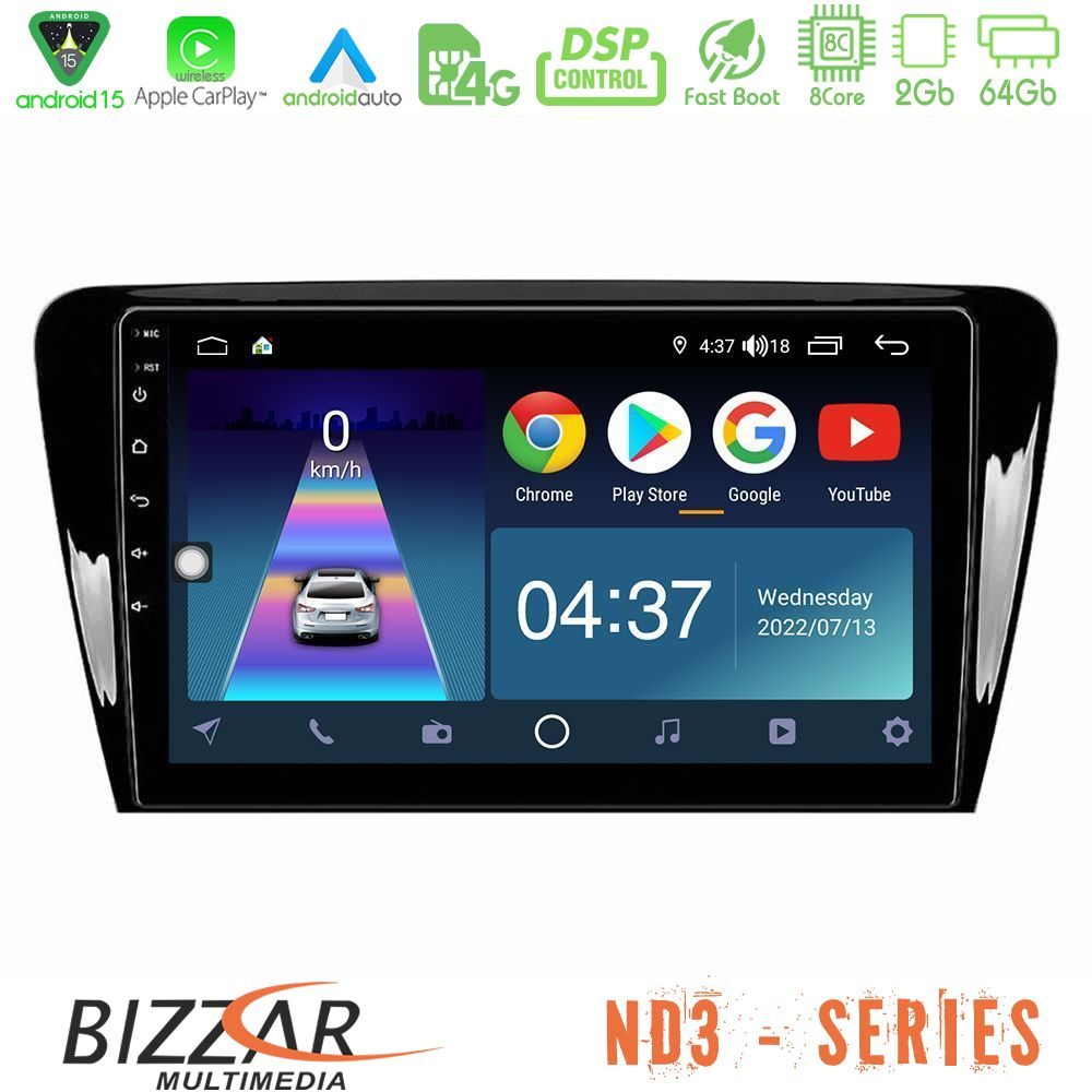 Bizzar ND3 Series 8Core Android15 2+64GB  Skoda Octavia 7 Navigation Multimedia Tablet 10"