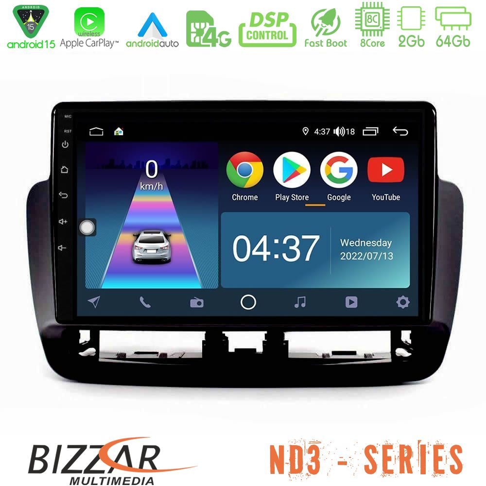 Bizzar ND3 Series 8Core Android15 2+64GB  Seat Ibiza 2012-2015 Navigation Multimedia Tablet 9"   (Piano Black)