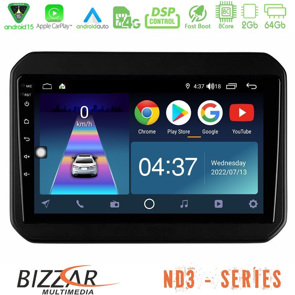 Bizzar ND3 Series 8Core Android15 2+64GB  Suzuki Ignis Navigation Multimedia Tablet 9"
