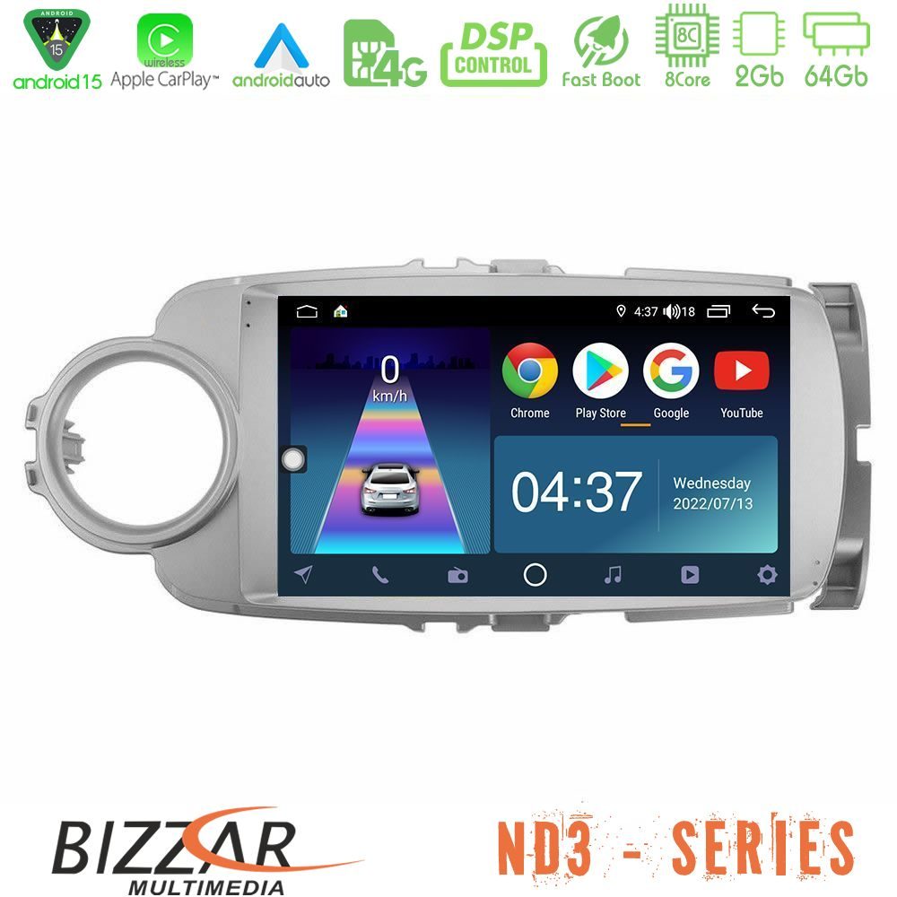Bizzar ND3 Series 8Core Android15 2+64GB  Toyota Yaris Navigation Multimedia Tablet 9"