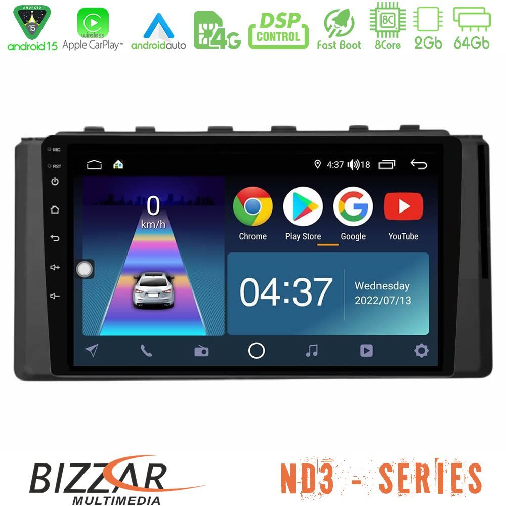 Bizzar ND3 Series 8Core Android15 2+64GB Subaru BRZ / Toyota GR86 2022-> Navigation Multimedia Tablet 9"