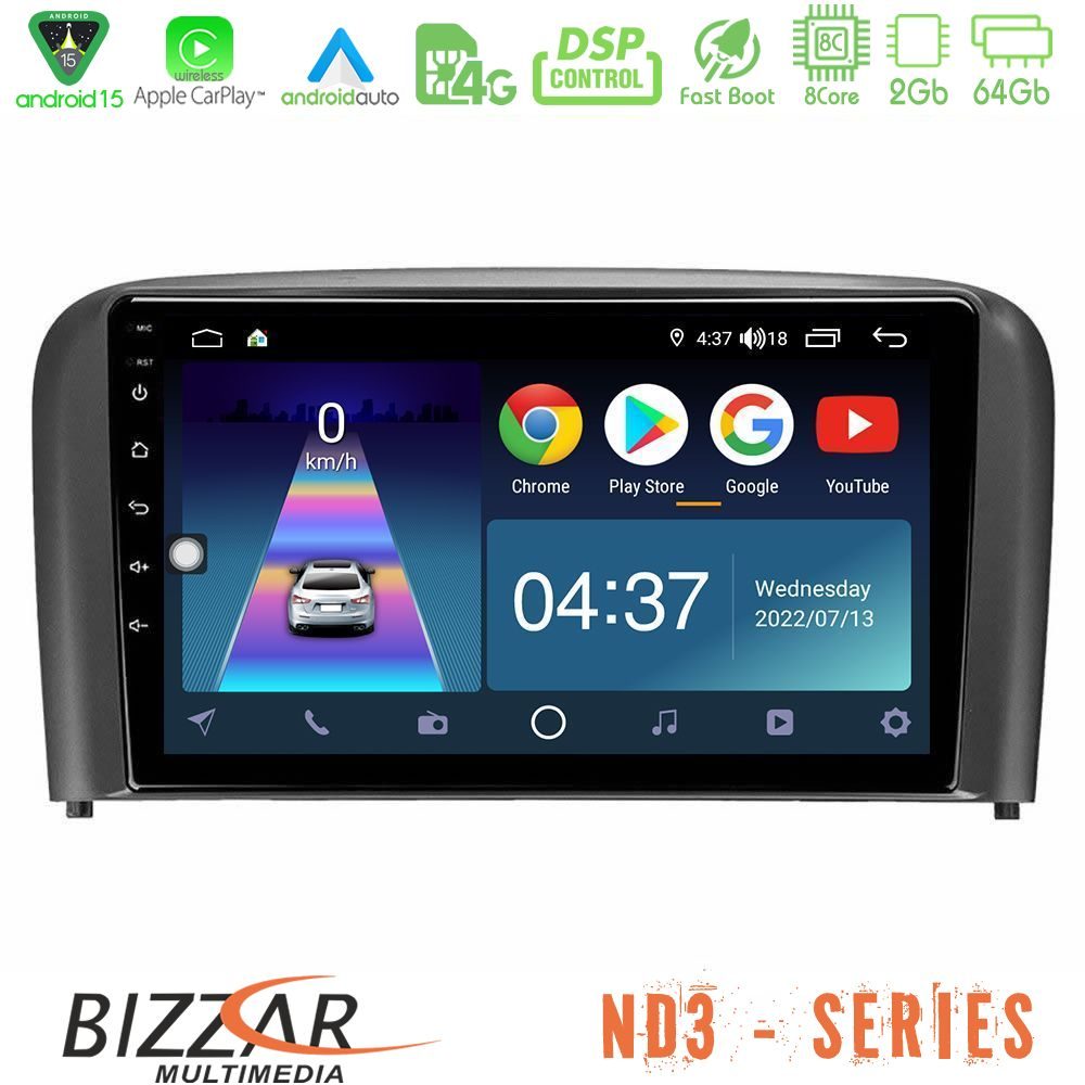 Bizzar ND3 Series 8Core Android15 2+64GB  Volvo S80 1998-2006 Navigation Multimedia Tablet 9"