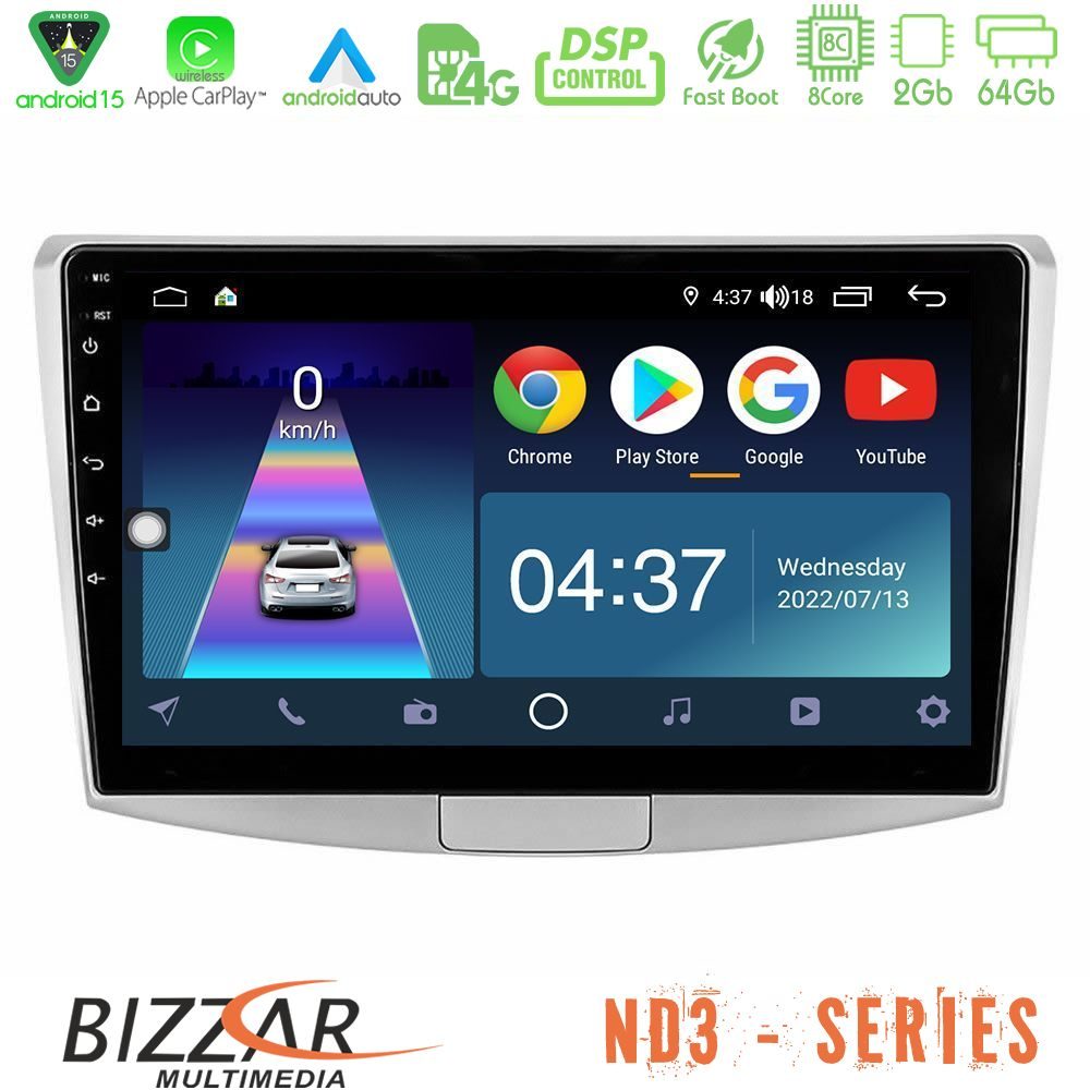 Bizzar ND3 Series 8Core Android15 2+64GB VW Passat Navigation Multimedia Tablet 10"