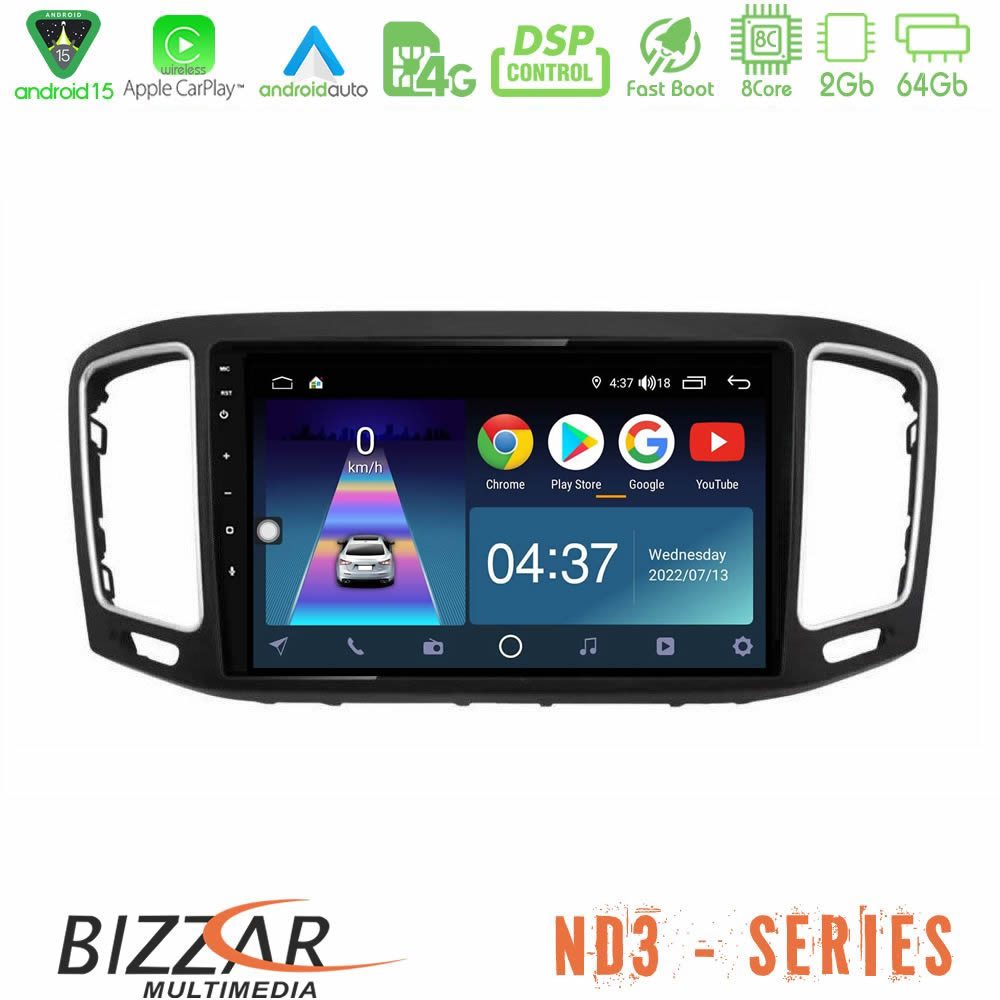 Bizzar ND3 Series 8Core Android15 2+64GB VW Sharan 2015-2023 Navigation Multimedia Tablet 9"