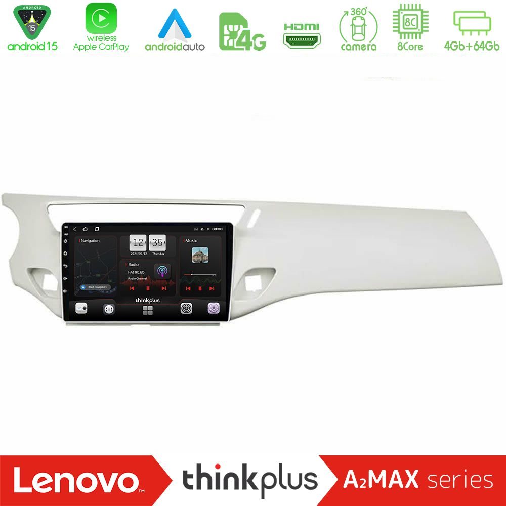 Lenovo Thinkplus A2MAX Series 8Core Android15 4+64GB  Citroen C3 2009-2016 Navigation Multimedia Tablet 9"    (Άσπρο)