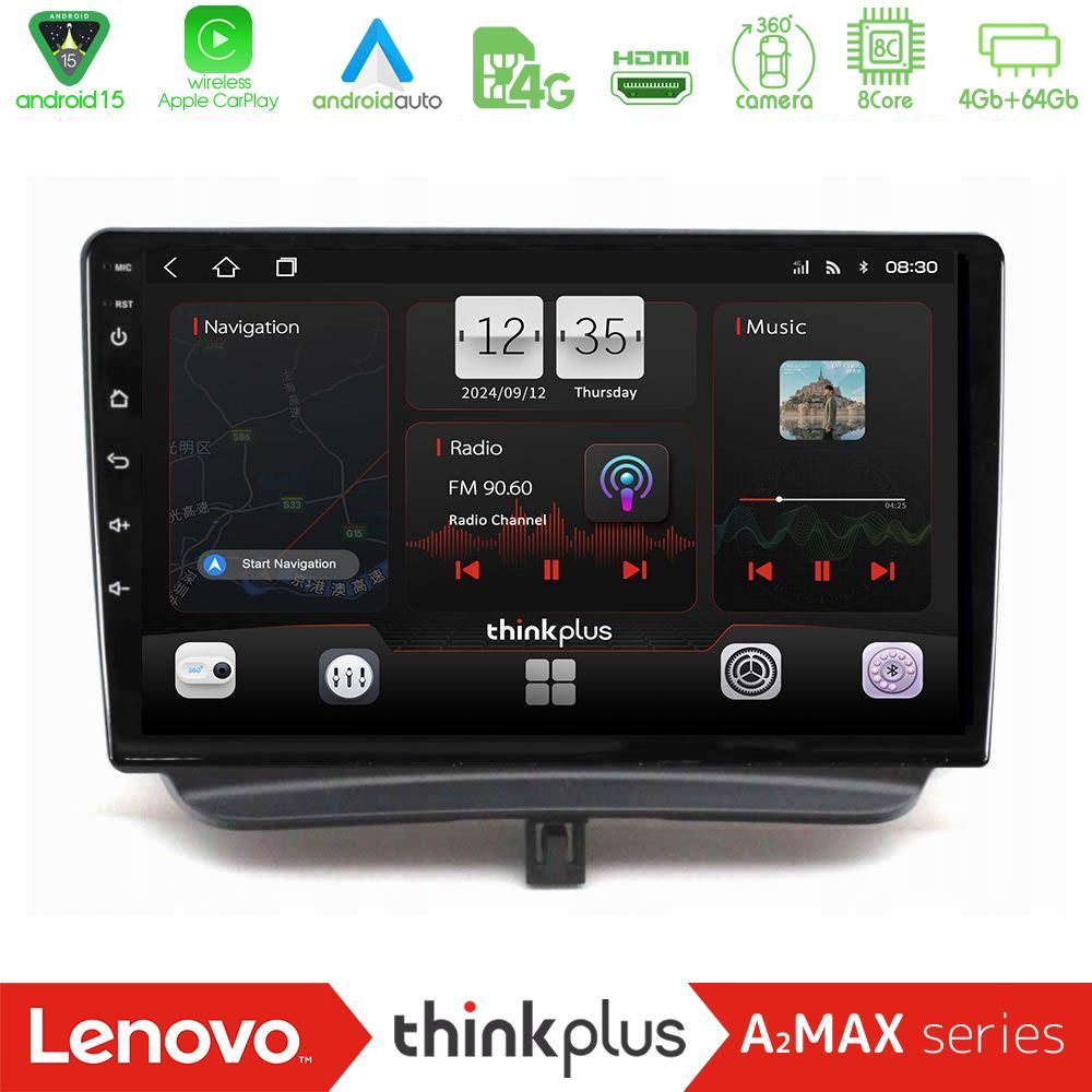 Lenovo Thinkplus A2MAX Series 8Core Android15 4+64GB  Ford Courier 2015-2023 Navigation Multimedia Tablet 9"
