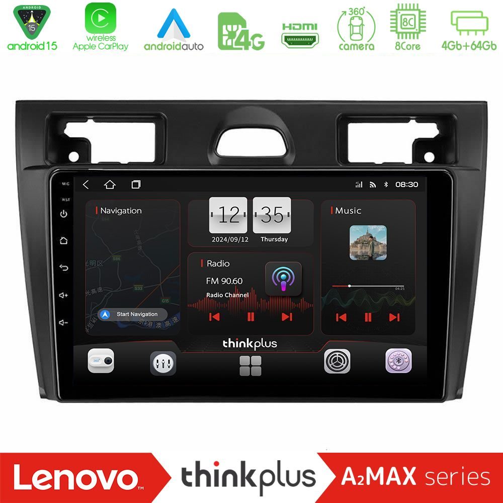 Lenovo Thinkplus A2MAX Series 8Core Android15 4+64GB  Ford Fiesta/Fusion Navigation Multimedia Tablet 9"