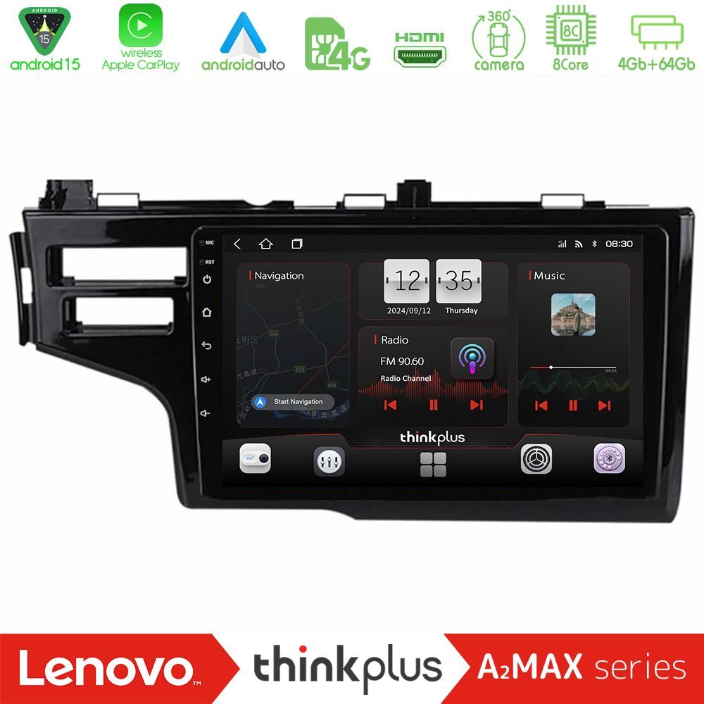 Lenovo Thinkplus A2MAX Series 8Core Android15 4+64GB  Honda Jazz 2013-2020 Navigation Multimedia Tablet 9"